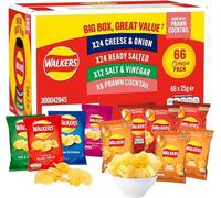 66 Bag Crisps Multipack - Snack Box with 66 x 25g Assorted Classic Walkers Crisps - Giant Box of Potato Snacks for Parties, Pubs & Gatherings.