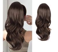 66 cm Ponytail Extension Braid Extension Ponytail Extension Natural Synthesis Extensions Braid Wavy Curly Hair Extensions Braid Suitable for Women and Girls (Brown)