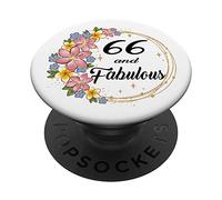 66 & Fabulous 66 Years Old 66th Birthday Gift For Women PopSockets Swappable PopGrip