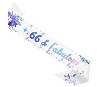 66 Fabulous Flower Birthday Sash 66th Party Gifts Glitter Satin Sash for Women's 66th Birthday Party Decoration
