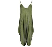 66 Fashion District New Ladies Cami Romper Baggy Harem Jumpsuit Dress Plus Size (24-26, Khaki)