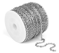 [66 Feet/ 20M] Stainless Steel Chain Bulk, 2.5mm 304 Stainless Steel Chains Flat Cable Link Chain Bulk for Jewelry Making DIY Craft