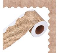 66 Feet Burlap Bulletin Board Border Self Adhesive Scalloped Border Trim Stickers for Bulletin Boards, Desks, Lockers, Home, School or Classroom Decor