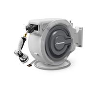 66 FT x 5/8" Retractable Garden Hose Reel by HOZEREEL, Conpact Outdoor Garden Hose Reels - Automatic Self Retract Wall Mount Hose Reel Enclosed Storage, Any Length Lock, 10 Pattern Nozzle-Grey