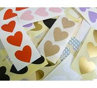 66 Labels, 28x28mm Hearts, Mixed Colours, Colour Code Stickers, Self-Adhesive Sticky Coloured Hearts