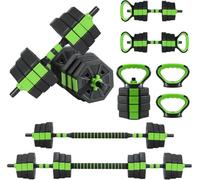 66 LBS Adjustable Dumbbell Set 3-in-1, Iron Sand Cement Octagon Heavy Duty Free Weights Convertible to Barbell & Kettlebell, Home Gym Strength Training Equipment
