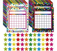 66 Pack Classroom Incentive Chart, 2 Confetti Designs with 2024 Star Stickers for Classroom Student Teacher Family Using Positive Behavior Chore Rewards (Confetti Theme)