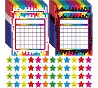 66 Pack Classroom Incentive Chart, 2 Designs in Colorful Strip with 2024 Star Stickers for Classroom Student Teacher Family Using Positive Behavior Chore Rewards