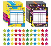 66 Pack Classroom Incentive Chart in 2 Designs with 2024 Star Stickers for Classroom Teaching or Family Using