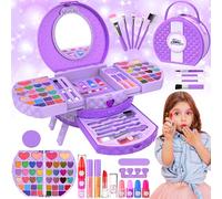 66 Pcs Kids Makeup Sets For Girls with Portable Stand,Make Up Starter Kit Children Princess Pretend Play Games Toys Presents,Little Girl Birthday Gifts Set For Age 3 4 5 6 7 8 9 10 11 12 Years Old