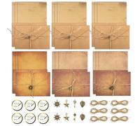 66 Pcs Vintage Letter Writing Set for Invitations,Thank You Love Letters | Writing Paper and Envelopes , 24 Paper, 12 Envelopes, 12 Pendants, 12 Jute Twine, 6 Stickers, for Birthdays,Christmas,DIY