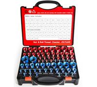 66-Piece Nut and Bolt Thread Checker Kit | 34 SAE (Blue) + 32 Metric (Red) Thread Gauges - Precision Bolt Size Finder for Tight Spaces, DIY & Professional Repairs