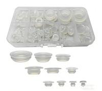 66 Pieces Silicone Snap in Locking Hole Plugs Rubber Panel Seal Cover Flush Type Panel Round for Kitchen Rubber Bulkheads Waterproof Sealing Plugs, Bottle, Pipes（Semi-transparent）
