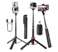 66" Selfie Stick Tripod for Cell Phone & Camera, All in 1 Expandable Phone Tripod with Remote Control and Rotate Phone Holder, Portable Tripod for iPhone/Goproo and Cameras. (Red)