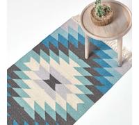 Helsinki Handwoven Kilim Pattern Wool Hall Runner, 66 x 200 cm Homescapes Multi 66cm x 200cm