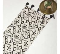 (66 x 200 cm) Reva Black & White Cotton Geometric Rug