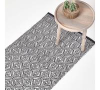 Homescapes Trance Diamond Pattern Recycled Fibre Rug - Black / 200cm