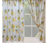 66" x 48" Lemons Curtains, Tie Backs, Citrus Flower Lemonade Text Yellow Green Gold Beige