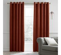 (66" x 54" In, Rust) 100% Blackout Ringtop Curtains- 260GSM Thick Linen Curtains 3 Layers Light Blocking Technology