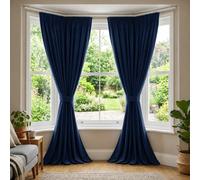 (66" x 72" - (168cm x 183cm), Blue-Pencil Pleat) 100% Blackout Curtains Plain Pencil Pleat Eyelet Ring Top Curtain Pair