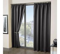 (66" x 72" (168cm x 183cm), Dark Grey- Pencil Pleat) Thermal Blackout Curtains Pencil Pleat Living Room