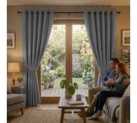(66" x 72" (168cm x 183cm)) Grey Curtains Blackout Living Room Eyelet Curtain