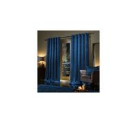 (66" x 72" (168cm x 183cm), Navy) Luxury Velvet Curtains Ready Made Eyelet Ring Top