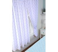 66" x 72" Curtains HICO Polka Dot Blue / White, Pencil Pleat Curtain Pair With Matching Tie-Backs