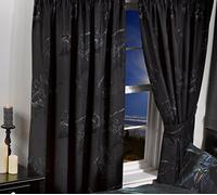 66" x 72" Curtains Magistus, Alchemy Gothic, Gothik Series Skeletons, Grim Reaper, Black, Grey, Pencil Pleat Curtain Pair with Tie-Backs
