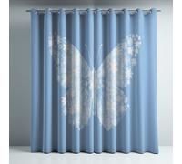 66" x 72" Kids Blackout Curtains Light Blue, Thermal Curtain Panels and Eyelet Drapes, Watercolor Butterfly flake Room Darkening Privacy Noise Reduction and Soft Touch for Nursery Bedroom