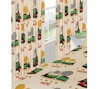 66" X 72" Little Flying Scotsman Pencil Pleat Curtain Set, Trains Lner 4472 Cream Red Green