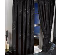 66" X 72" Magistus Pencil Pleat Curtain Set, Alchemy England, Grim Reaper Skeletons, Black