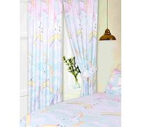 66" x 72" Unicorns Curtains With Tie Backs, BY MY HOME, Pencil Pleat, Novelty Unicorns Rainbows Clouds Sky, White Pink Blue Yellow Orange Lilac Purple
