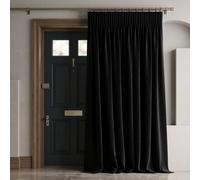 (66 x 84 inch (5.5ft x 7ft)-Single Panel Door Curtain, Black) Blackout Pencil Pleat Curtains with Tie Backs-Thermal Insulated Curtain for Bedroom Livingroom
