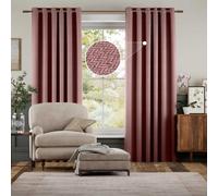 (66" x 90" (168 cm x 229 cm), Blush) 100% Blackout Linen Curtains Thermal Ring Top Ready Made Pair UK