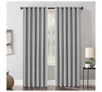 (66" x 90" (168cm x 228cm), Light Grey Silver Ring Top) 100% Blackout Curtains Plain Pencil Pleat & Ringtop Curtain Pair with Tiebacks