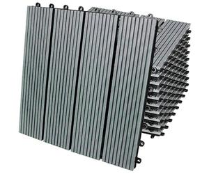 66 x WPC Decking Tiles Grey Terrace Decking Wood Plastic Composite DIY Interlocking Flooring Balcony Roof Terrace Hot Tub Outdoor Deck Tiles Click & Go Easy Clean Weather Resistant 30 x 30 cm (6 m²)