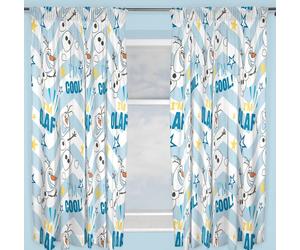66"x72" CURTAINS DISNEY FROZEN OLAF COOL SNOWMAN STARS BLUE WHITE YELLOW ZIGZAG
