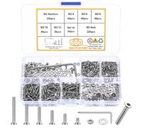 660 Pcs M2 Screws Set, Small Countersunk Bolts and Nuts Set, Torx Flat Head Machine Screws Bolts and Nuts Kit, Stainless Steel Countersunk Head Screw and Washers, with Wrench