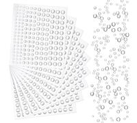 660 Pcs Self-Adhesive Dewdrop Stickers (3/4/5/6mm), Simulation Dew Water Drops Synthetic Material Beads Stickers Embellishments for DIY Crafts, Scrapbooking, Cell Phone Case, Glass & Card Decorations