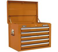 660 x 435 x 490mm ORANGE 5 Drawer Topchest Tool Chest Storage Unit - High Gloss