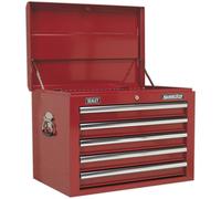 660 x 435 x 490mm RED 5 Drawer Topchest Tool Chest Storage Unit - High Gloss