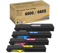 6600 6605 High Yield Toner Cartridge Compatible for Xerox Phaser 6600 6600N 6600DN WorkCentre 6605 6605N 6605DN Printer (Black:8,000 Pages;Cyan Magenta Yellow:6,000 Pages)