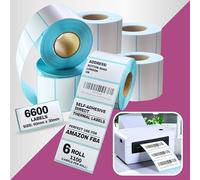 6600 Labels Stickers for Thermal Printer, FBA Barcode White Sticky Labels on a Roll for Label Printer Munbyn Thermal Pinter, Dymo Label Printer, Jadens, Nelko, Polono, Phomemo Printer - 60 x 30mm
