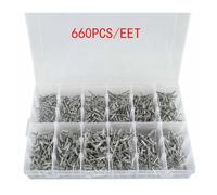 660pcs Aluminum Blind Pop Rivet Assortment Kit, Open End Dome Head Rivets | 11 Size Pop Rivet Heavy Duty Fasteners for Metal, Wood, Plastic, Automotive & DIY Projects