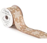 663145 Eleganza Wired Edge Christmas Burlap Snowflake No.426 63mm x 9.1m Natural White
