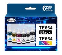 664 Ink Bottle Refills for ET-2650 ET-2600 ET-2550 ET-2500 ET-4500 ET-4550 ET-3600 ET-14000 ET-16500 L355 L350 L550 Printer Replacement for Epson 664 T6641 T6642 T6643 T6644 Ink Multipack (6 Pack)
