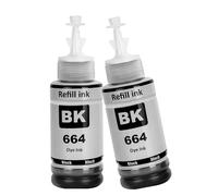 664 Ink Compatible with epson 664 T664 Refill Ink Bottle Multipack for ET-2500 ET-2550 ET-2600 ET-2650 ET-3600 ET-4500 ET-4550 ET-14000 ET-15000 ET-16500 L100 L110 L200 L210(Black x 2)