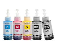664 Ink Compatible with epson 664 T664 Refill Ink Bottle Multipack for ET-2500 ET-2550 ET-2600 ET-2650 ET-3600 ET-4500 ET-4550 ET-14000 ET-15000 ET-16500 L100 L110 L200 L210(5-Pack)