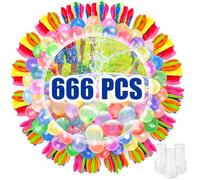 666 PCS Water Balloons- 10 Second Rapid Self Sealing Water Bombs, Colorful Splash Water Balloons for Kids Easy Fill, Outdoor Water Toys for Garden Beach Pool Party Fight (18 Bunches)